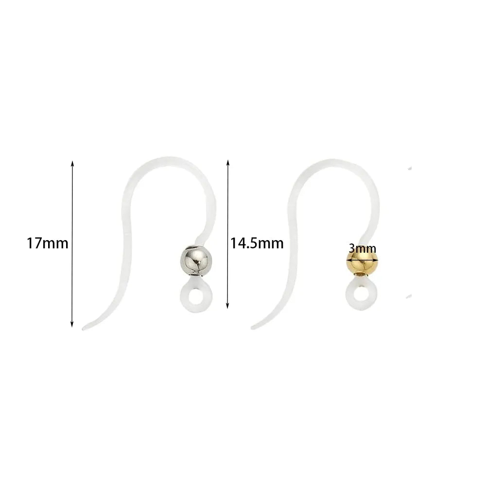 40pcs Clear Plastic Earring Hooks Ear Wire with Loop French Fish Hooks With Transparent Earring Stoppers for DIY Jewelry Making