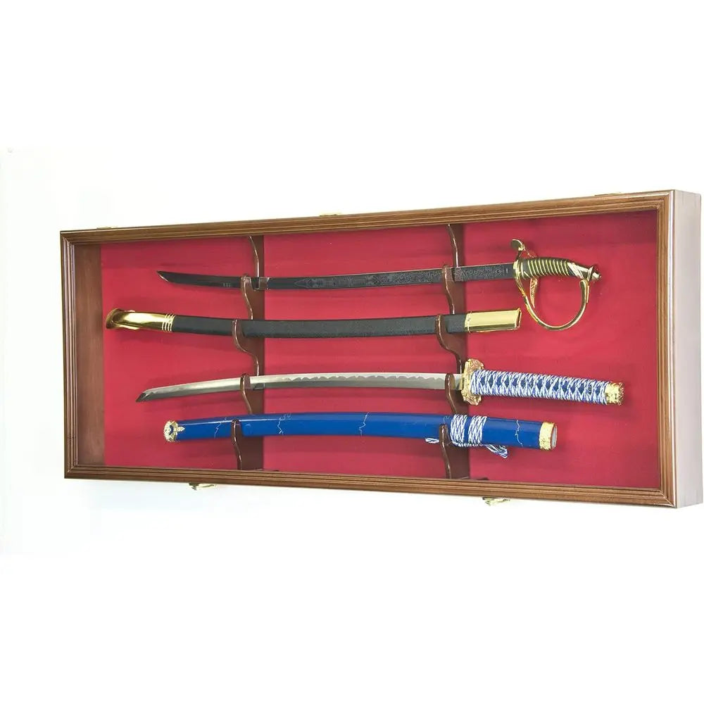 Secure Wall-Mounted Sword Display Case with UV Protection