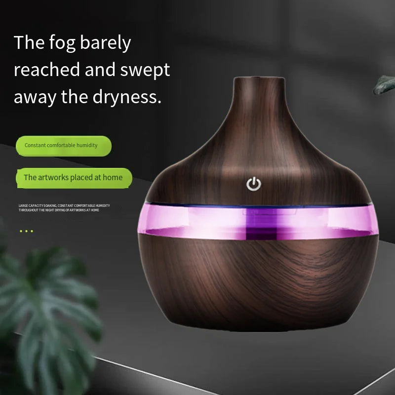 Humidifier Electric Aroma Air Diffuser Wood Ultrasonic Air Humidifier Essential Oil Aromatherapy Cool Mist Maker For Home 300ml