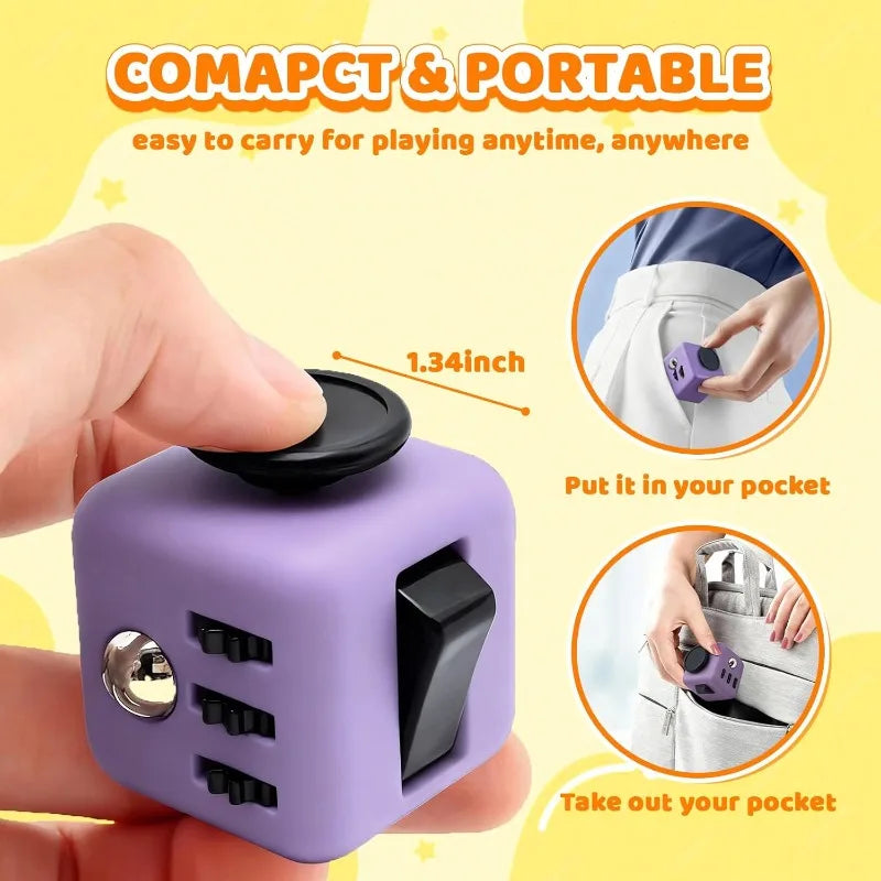 Fidget Stress Relief Dice Colorful Anti-Stress Fingertip Toys for Autism & Anxiety Relief