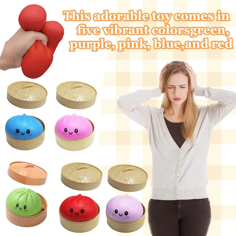 Dumpling Stress Balls Fidget Sensory Toy Simulation Food with Little Steamer Squeeze Dough Ball Stress Relief Hand Toy 1pcs 2026