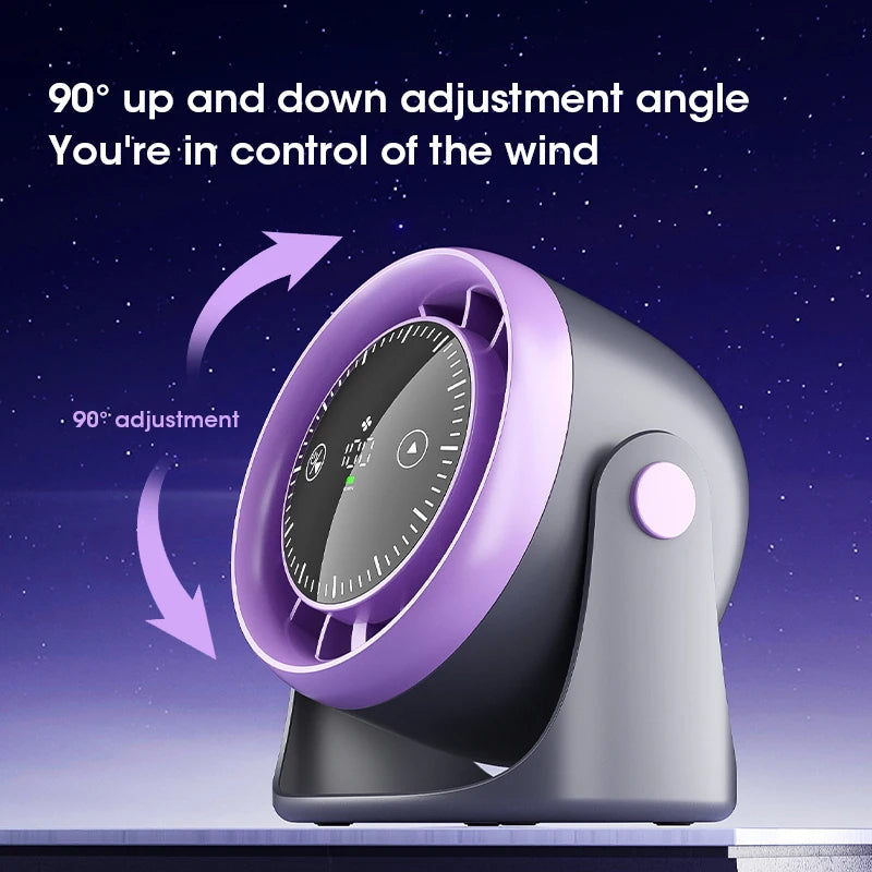 Portable Mini Touch Screen Desk Fan 100-Speed Adjustable Quiet Cooling Strong Wind with Digital Display Air Circulation Fan