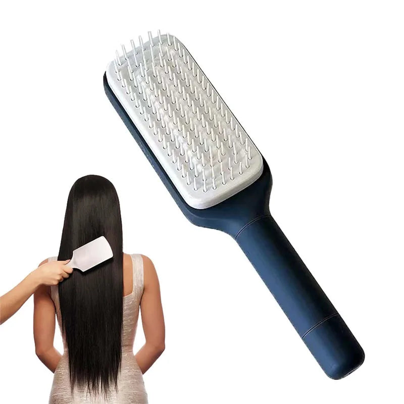 Automatic Cleaning Rotating Lifting Comb Self Cleaning Hairbrush Rotating Retractable Anti Static Massage Comb Scalp Hair Comb