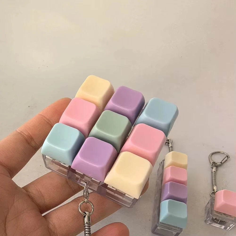 Decompression 4 / 9 Keyboard Key Toy Anti Stress Relief Finger Keychain ﻿Game Button Pinch Tester Office Desk Accessory