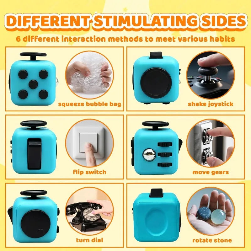 Fidget Stress Relief Dice Colorful Anti-Stress Fingertip Toys for Autism & Anxiety Relief