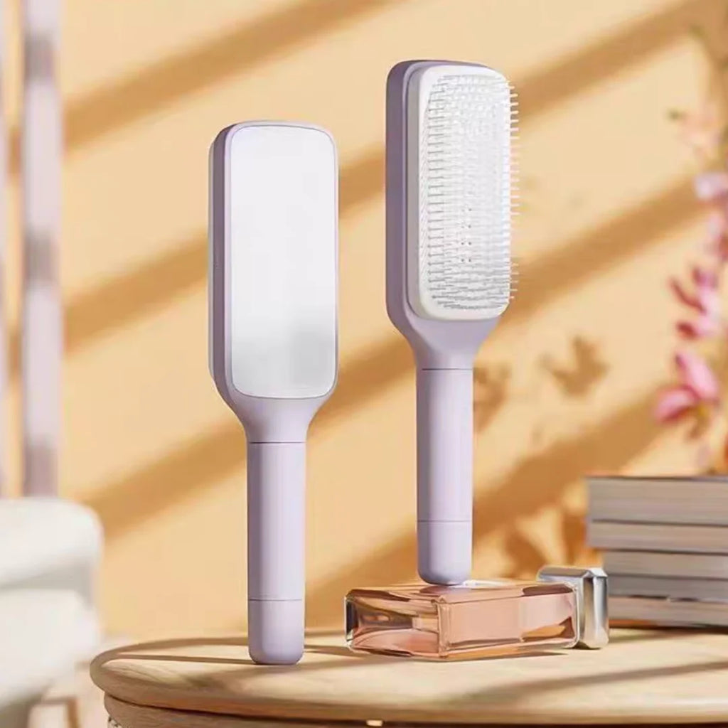 Automatic Cleaning Rotating Lifting Comb Self Cleaning Hairbrush Rotating Retractable Anti Static Massage Comb Scalp Hair Comb