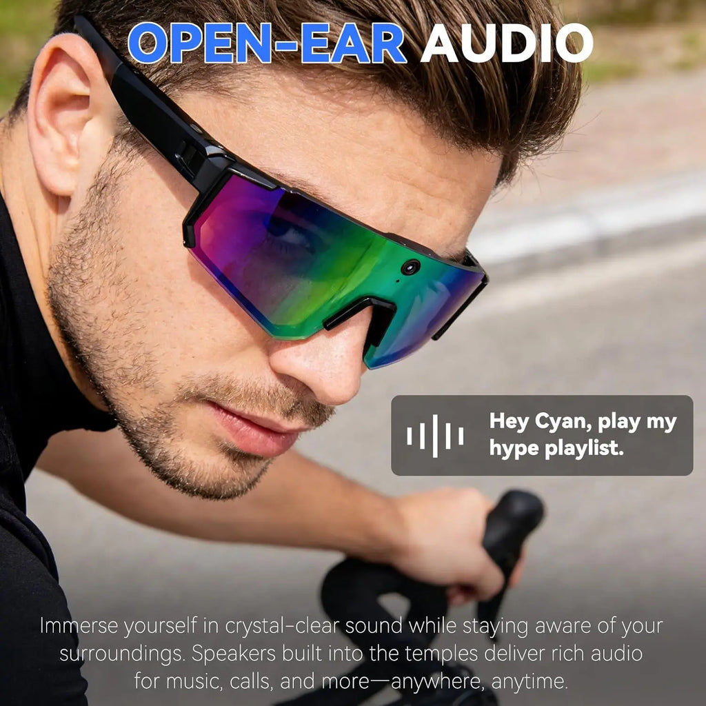 New AI smart shooting&recording glasses with 800W camera, HD anti-shake bicycle riding shooting artifact, windproof goggles 2026