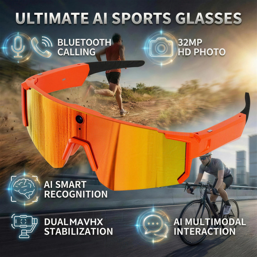 New AI smart shooting&recording glasses with 800W camera, HD anti-shake bicycle riding shooting artifact, windproof goggles 2026
