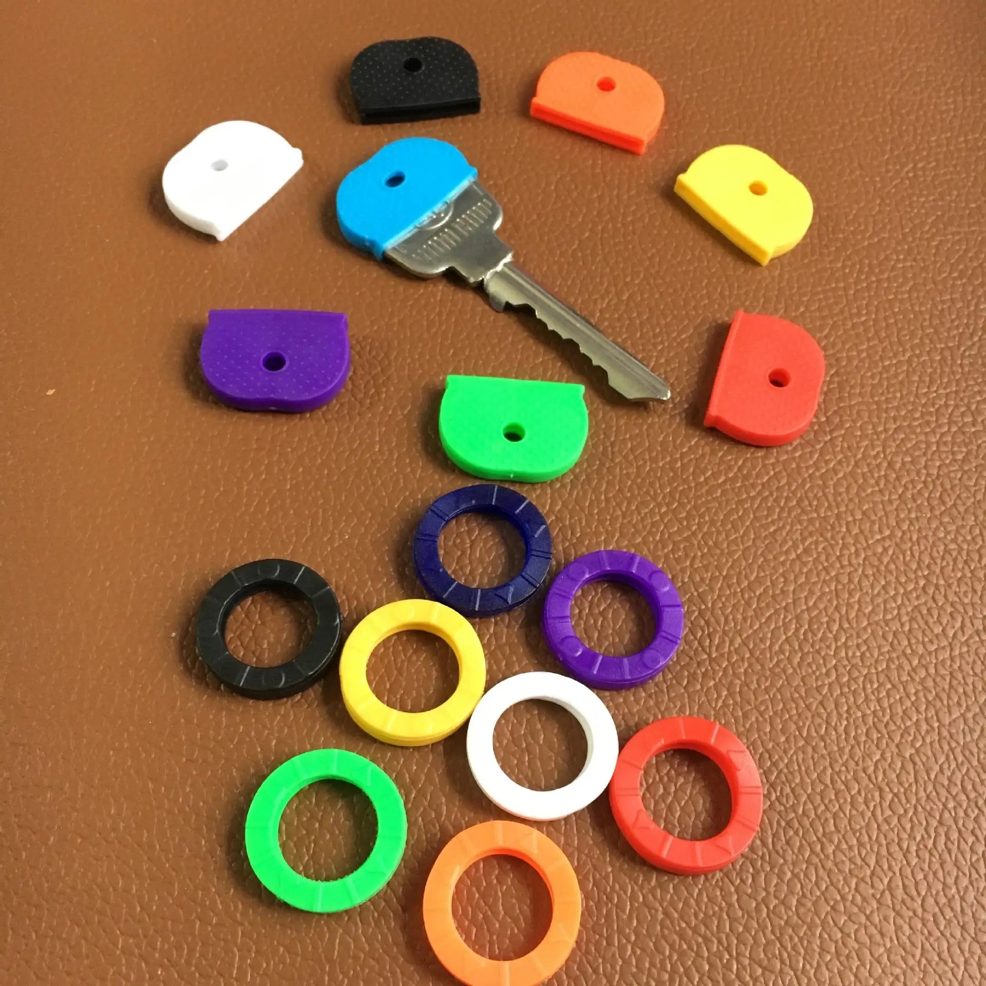 10pcs 24pcs 32pcs Color Key Sleeve Mixed Color Soft Silicone Elastic Key Ring DIY Key Pendant Marking to Distinguish 2030