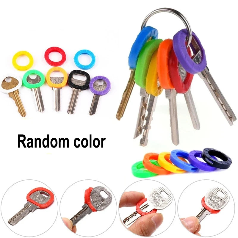 10pcs 24pcs 32pcs Color Key Sleeve Mixed Color Soft Silicone Elastic Key Ring DIY Key Pendant Marking to Distinguish 2030