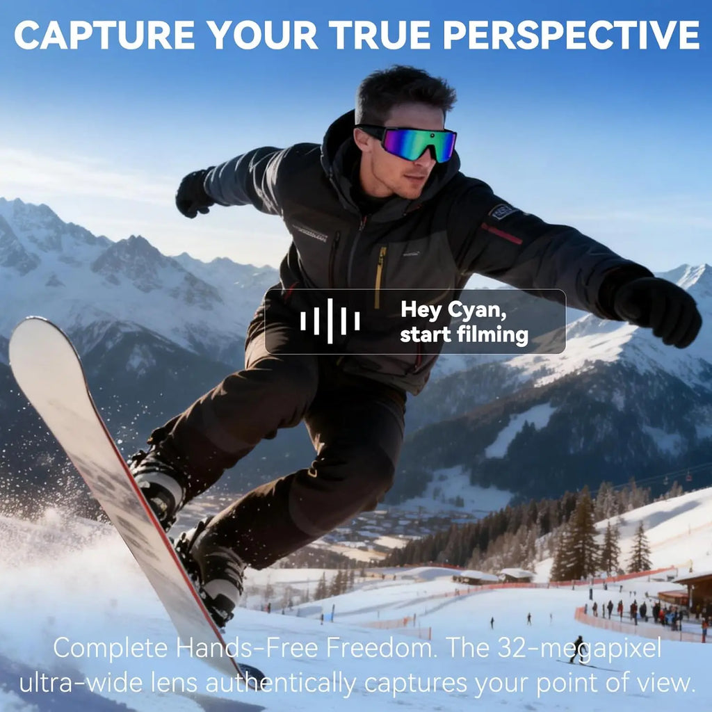 New AI smart shooting&recording glasses with 800W camera, HD anti-shake bicycle riding shooting artifact, windproof goggles 2026