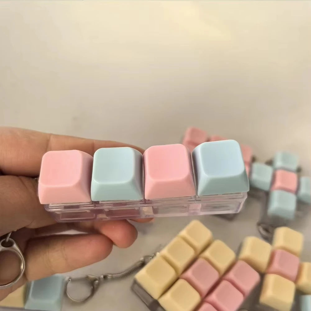 Decompression 4 / 9 Keyboard Key Toy Anti Stress Relief Finger Keychain ﻿Game Button Pinch Tester Office Desk Accessory