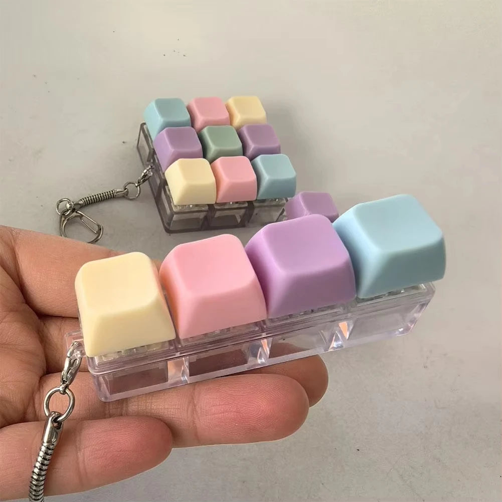 Decompression 4 / 9 Keyboard Key Toy Anti Stress Relief Finger Keychain ﻿Game Button Pinch Tester Office Desk Accessory