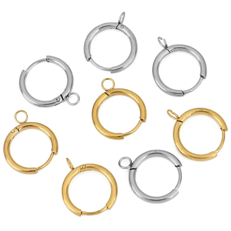 10pcs PVD Never Fade Earrings Hooks Making 16mm Hypoallergenic Stainless Steel Earring Clasps Wire For Jewelry Findings Supplies