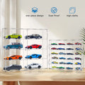 Acrylic Display Case for 1/24 Scale Diecast Storage, 4 Levels 8 Slots Toy Cars Showcase Wall Mount or Desktop, Clear Organizer